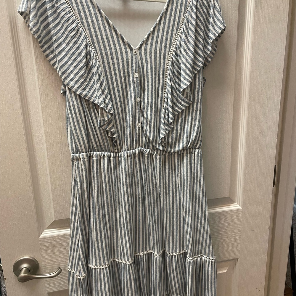 LC Lauren Conrad Blue and White Striped Dress
